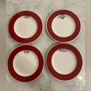 William Sonoma Red Band Stamped Label Plates Vintage English Food Marks Set of 4